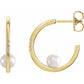 Floating Pearl & Diamond Hoop Stud Earring
