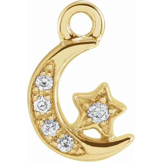 Permanent Jewelry Diamond Moon & Star "Charm" Dangle