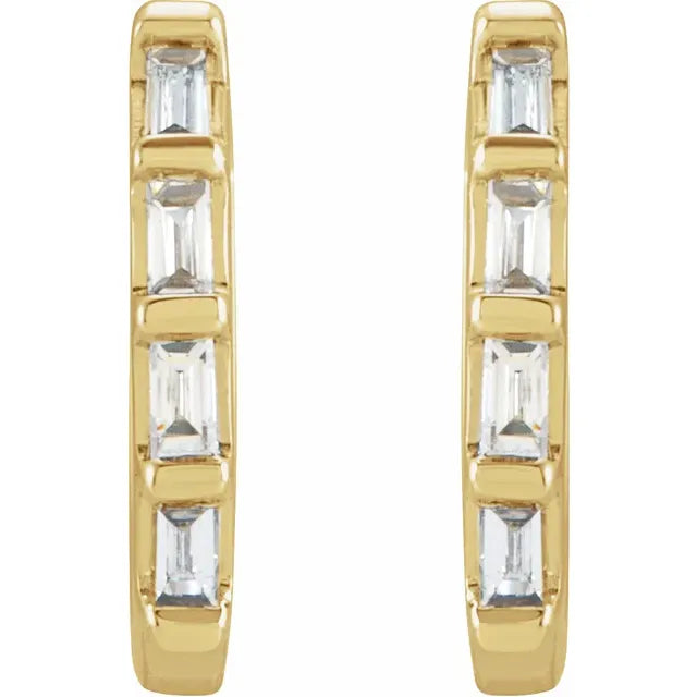 Baguette Diamond Huggie Hoop Earrings